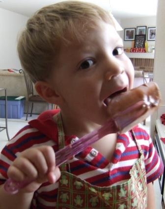 Carter licking the spatula