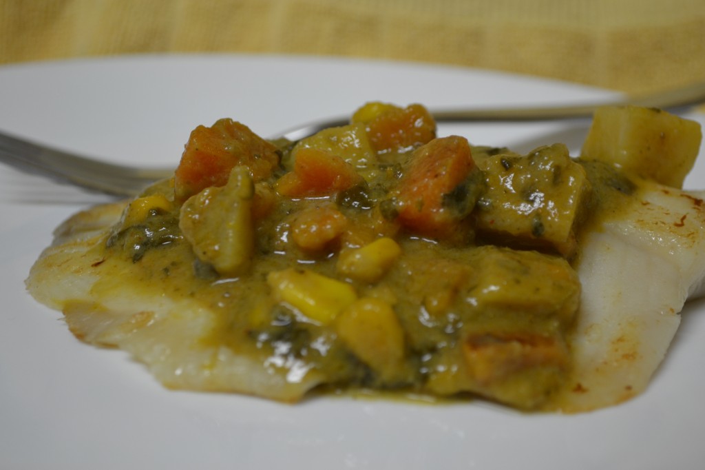 Vegetable Korma over Fish